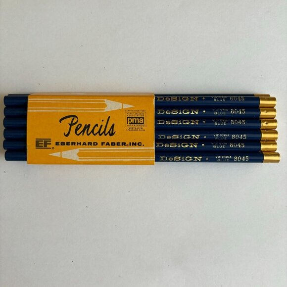 Vintage Eberhard Faber Design 12 Pack 3H Colored Pencils Victoria Blue 8045 NOS - Picture 3 of 4